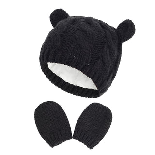 My Little Family - Knitted Mittens and Hat - Black / S