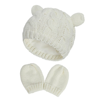 My Little Family - Knitted Mittens and Hat - White / S