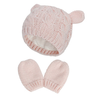 My Little Family - Knitted Mittens and Hat - Pink / S