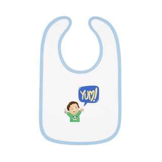 My Little Family - Cotton Baby Bib "Yum" - White/Light Blue