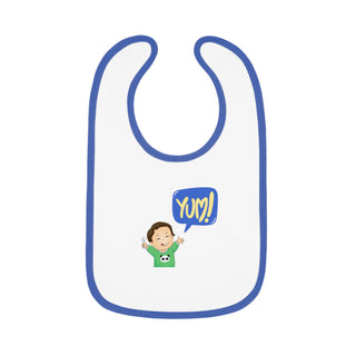 My Little Family - Cotton Baby Bib "Yum" - White/Royal