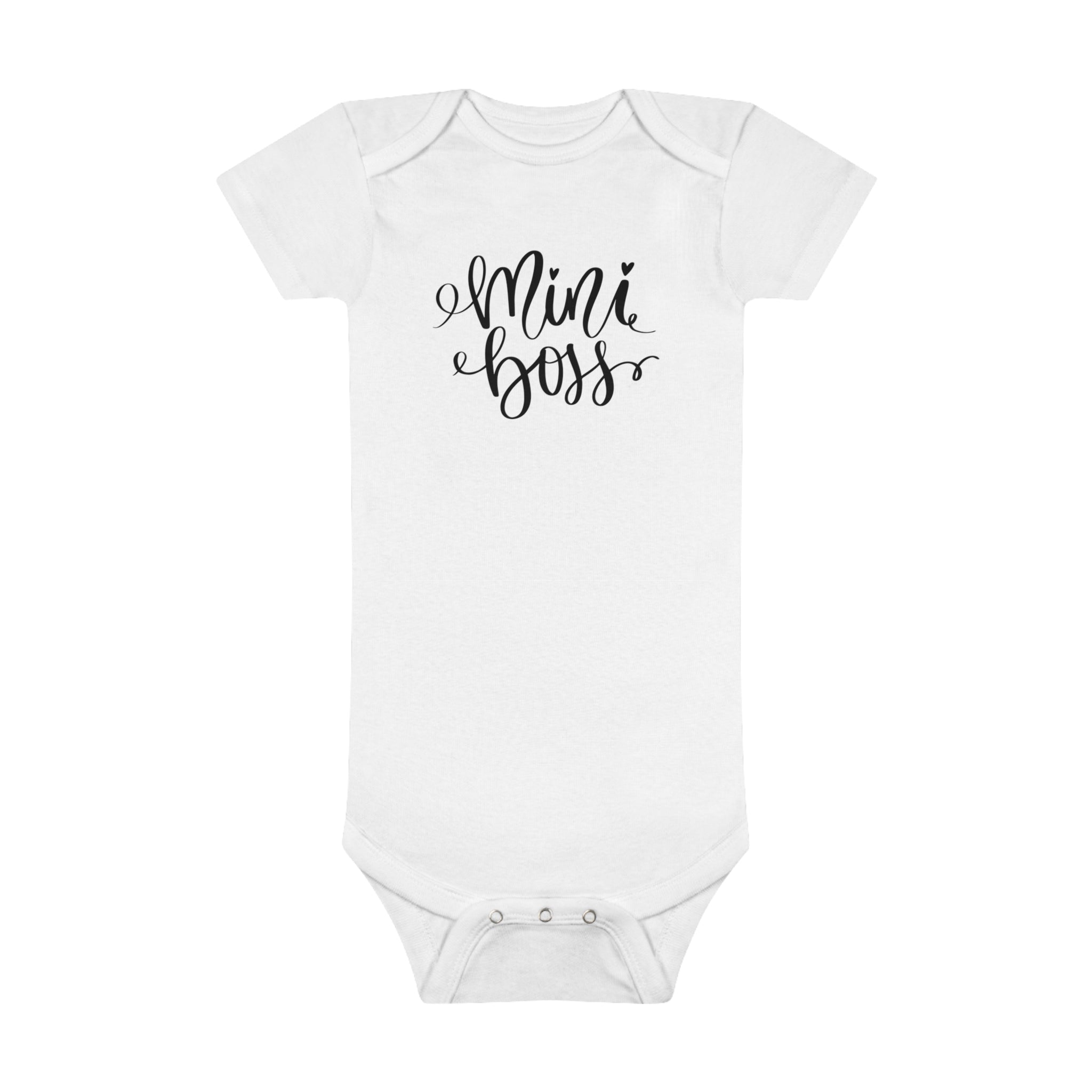 My Little Family - Organic Baby Bodysuit - Mini Boss - White / Preemie