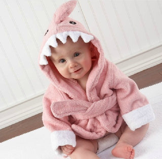 My Little Family - Animal-shaped Bathrobe - Pink Shark / S