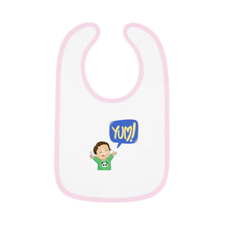 My Little Family - Cotton Baby Bib "Yum" - White/Pink