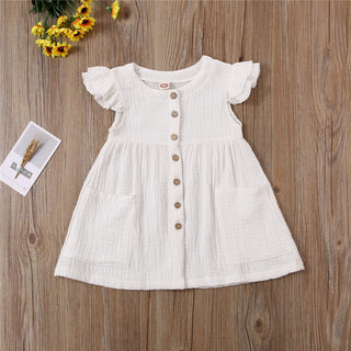 My Little Family - Sleeveless Cotton Summer Dress - White / 6-12m