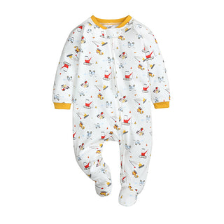 My Little Family - Cotton Double Zipper Pajamas - Yellow / 0-3m