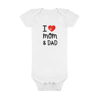 My Little Family - Organic Baby Bodysuit - I Love Mom & Dad - Preemie