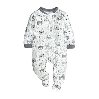 My Little Family - Cotton Double Zipper Pajamas - Grey / 0-3m