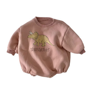 My Little Family - Autumn Dino Fleece Bodysuit - Pink / 3-6m