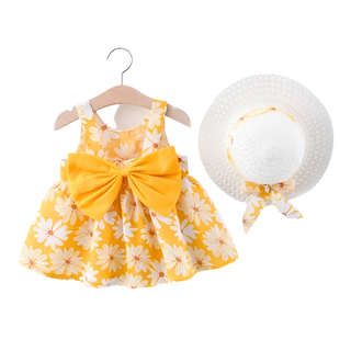 My Little Family - Daisies Dress and Matching Hat - Yellow / 9-12m