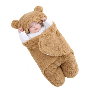 My Little Family - Fluffy Newborn Swaddle Sleeping Bag - Brown / 0-3m