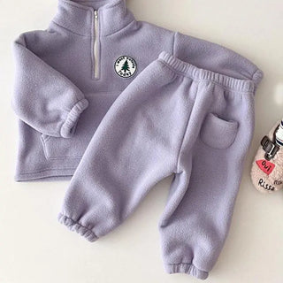 My Little Family - Solid Cotton Chillsuit Set - Purple / 9-12m