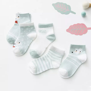 My Little Family - 5 pair of animal baby socks - Light Blue / 0-9m