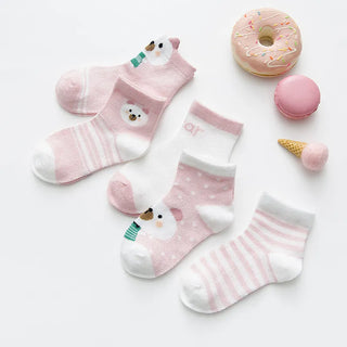 My Little Family - 5 pair of animal baby socks - Pink / 0-9m