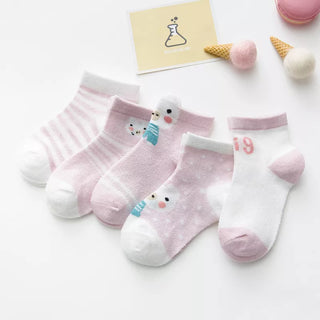 My Little Family - 5 pair of animal baby socks - Violet / 0-9m