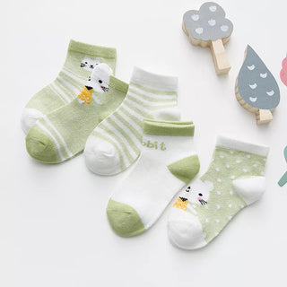 My Little Family - 5 pair of animal baby socks - Green / 0-9m