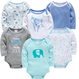 My Little Family - 6 x Long Sleeve Bodysuit Package - Shades of Blue / 0-3m