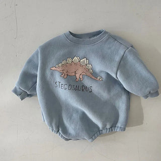 My Little Family - Autumn Dino Fleece Bodysuit - Blue / 3-6m