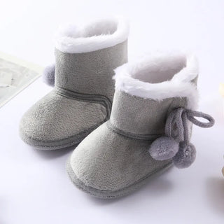 My Little Family - Winter Furry Boots - Gray with ornament / 0-6m