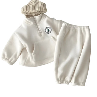 My Little Family - Solid Cotton Chillsuit Set - White / 9-12m