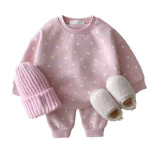 My Little Family - Hearts Pullover and Pants - Pink / 3-6m