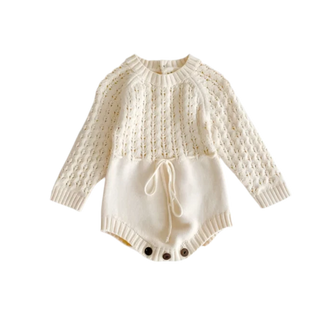 My Little Family - Knitted Long Sleeve Bodysuit - Beige / 3-6m