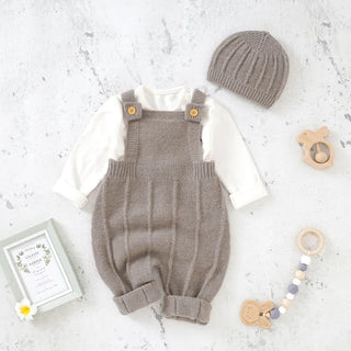 My Little Family - Knitted Overall and Hat - Gray / 3m