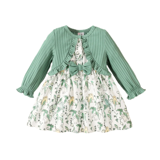 My Little Family - Long Sleeved Green Dress - 3-6m