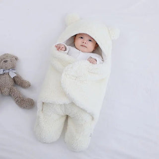 My Little Family - Fluffy Newborn Swaddle Sleeping Bag - White / 0-3m