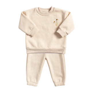 My Little Family - Daisies Sweatshirt and Pants Set - Beige / 9-12m