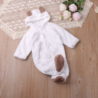 My Little Family - Teddy Bear Winter Onesie - White / 0-3m