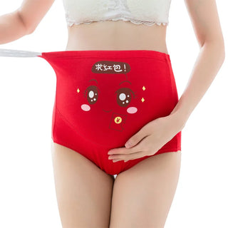 My Little Family - High Waist Maternity Underwear - Red / M