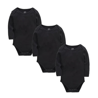 My Little Family - Long Sleeve Plain Bodysuit Sets - 3 Black Bodysuits / 0-3m