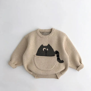 My Little Family - Cotton Cartoon Pullover - Beige / 12m