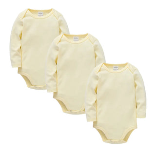 My Little Family - Long Sleeve Plain Bodysuit Sets - 3 Yellow Bodysuits / 0-3m