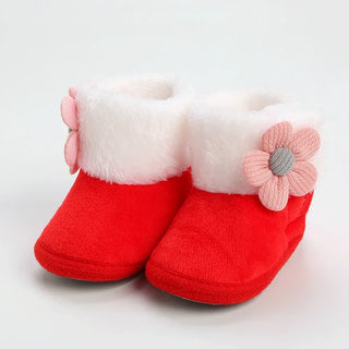 My Little Family - Toddler Winter Shoes - Red with Flower / 0-6m