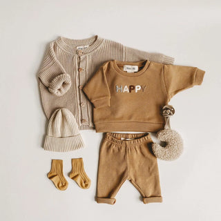 My Little Family - Knitted Sweatshirt And Pants Set -