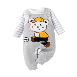 My Little Family - Soccer Bear T-Shirt and Overall - Grey / 3-6m