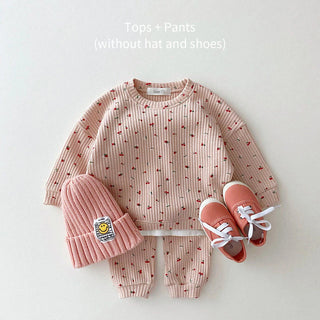 My Little Family - Spring Baby Girls Clothes Set 2023 New Fashion Cute Fruit Printing Baby Girl Casual Tops + Trouser 2pcs Baby Girls Clothing - Pink / 9-12M 73