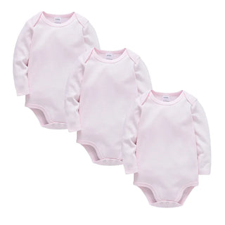 My Little Family - Long Sleeve Plain Bodysuit Sets - 3 Pink Bodysuits / 0-3m