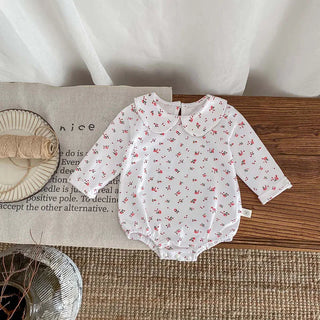 My Little Family - Collared Long Sleeve Bodysuit - Floral / 3-6m