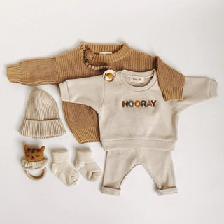 My Little Family - Knitted Sweatshirt And Pants Set -