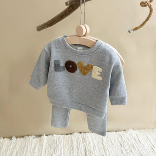 My Little Family - Love Pullover Set - Gray / 6-9m