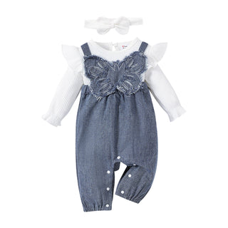 My Little Family - Denim Butterfly Onesie - 0-3m