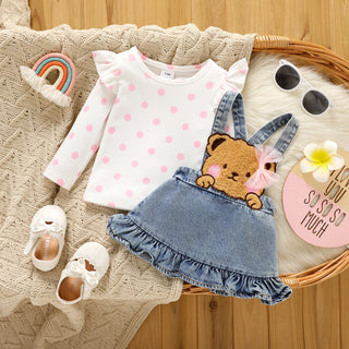 My Little Family - Cotton Top and Cute Bear Overall - 3-6m