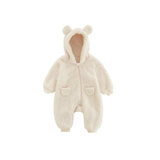 My Little Family - Cozy Teddy Jumpsuit - White / 0-3m