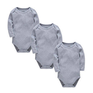 My Little Family - Long Sleeve Plain Bodysuit Sets - 3 Grey Bodysuits / 0-3m