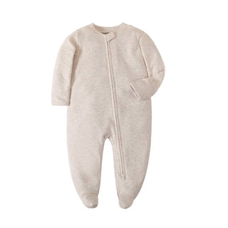 My Little Family - Newborn Footed Pajamas Onesie - Sandy Beige / 0-3m