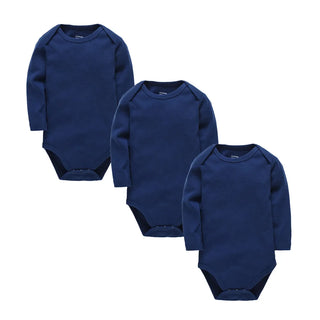 My Little Family - Long Sleeve Plain Bodysuit Sets - 3 Blue Bodysuits / 0-3m