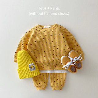 My Little Family - Spring Baby Girls Clothes Set 2023 New Fashion Cute Fruit Printing Baby Girl Casual Tops + Trouser 2pcs Baby Girls Clothing - Yellow / 2-3Y 100